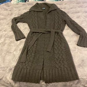 Long cashmere cardigan sweater